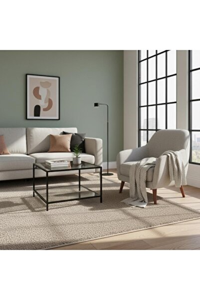 DEC24 Modern two-tier square glass serving table