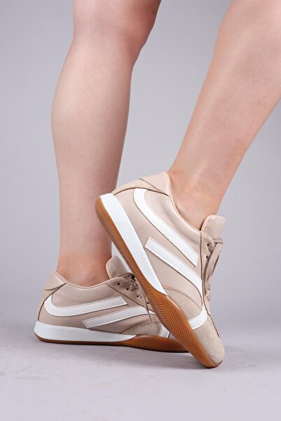 Birikon Orsa Skin Suede Paneled Sneakers Beige