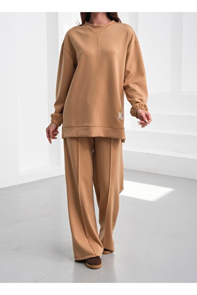 BLUE DAY'S Women's Modal Scuba Tracksuit Set Camel Color