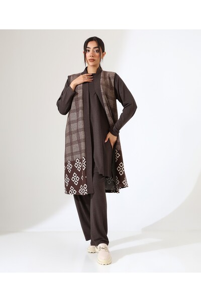 Fi'l Arz Fashion Cotton Knitted Vest Three Piece Set