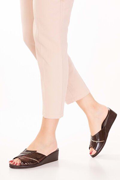 Gondol Γνήσιο δέρμα Κομψές Παντόφλες Σπιτιού Atom Blc.17 Καφέ Χάλκινο