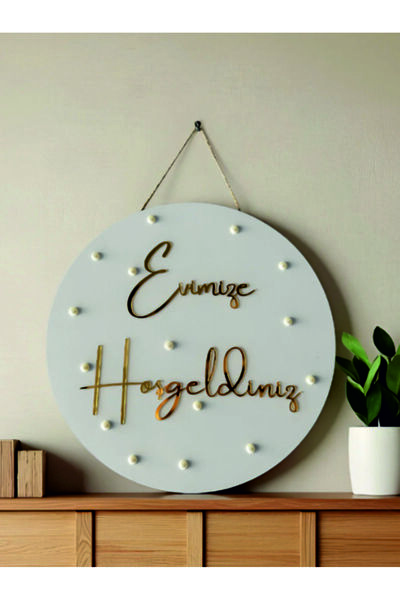 shop İncili Evimize Hoşgeldiniz Pleksi Ahşap Kapı Süsü