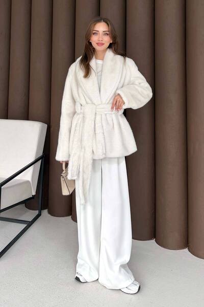 Melike Tatar Belted Fur Coat 32-3713