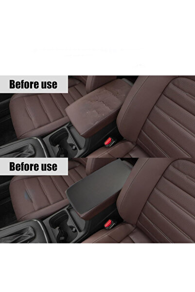 AGC Black Leather Car Center Console Armrest Cushion Pad – Comfortable, Anti-Slip & Protective Cover