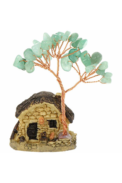 craftmystic Figurină căsuță cu crengi din cristale Aventurin Verde - Interior...