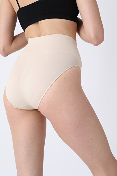 Serena Women's high-waisted shaping panty - beige, push-up and anti-slip band