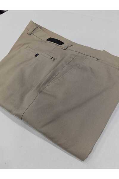 RATEKS Plus Size Solid Textured Wide Fit Seasonal Men's Pants Beige