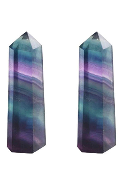 craftmystic Set de 2 turnuri din cristale semiprețioase hexagonale de fluorit...