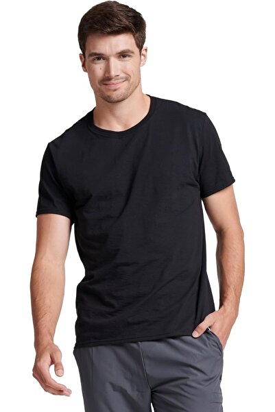 Pure Infinity Men’s 100% Cotton Crew Neck Basic T-Shirt – Black