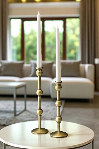 ArzzHome Dekoratif 2’li İnci Mumluk Seti (Mum Dahil) – Eskitme