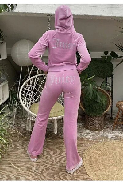 Touz Moda Velvet Stone Detailed Juicy Legacy Tracksuit Set