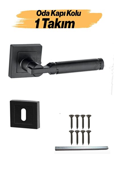 Nobel Lavinya Şebboy Model Paslanmaz Siyah Kare Rozetli Oda Kapı Kolu / 1 TAKIM