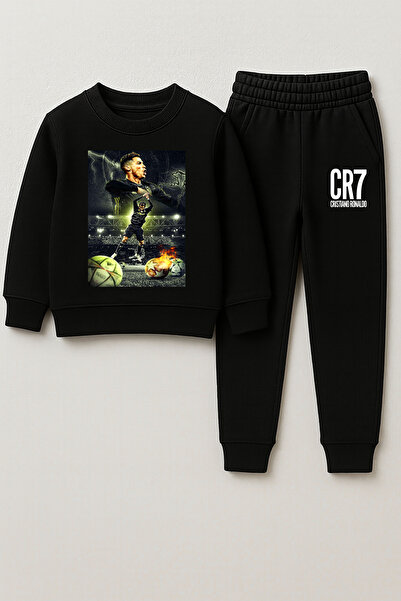 MODA Футболист Роналдо Печатна детска велосипедна яка Черна суитшърт Тракинг ...