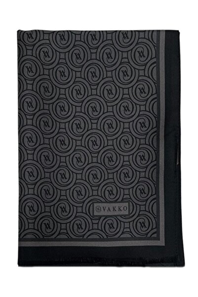 Vakko Twill Silk Shawl - New Monogram - Anthracite