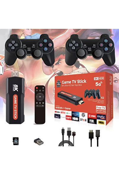 yollayenilensin Game Box TV Stick X2 Plus 8K Retro Oyun Konsolu, Android 5G T...