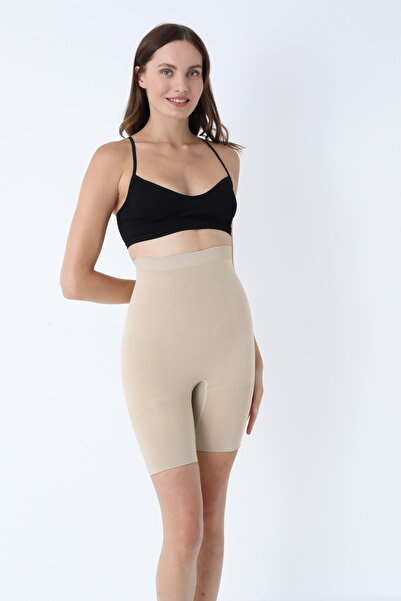 Serena High-waisted shapewear shorts – beige