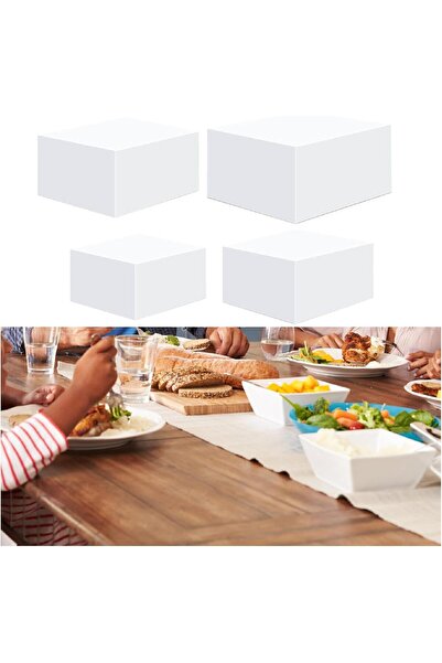 Slasa 4-Piece Acrylic Cube Display Box Riser Stand White 25.4x25.4x16.5 cm