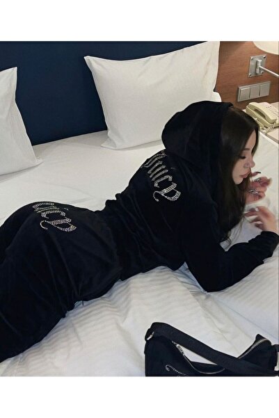 Touz Moda Velvet Stone Detailed Juicy Legacy Tracksuit Set