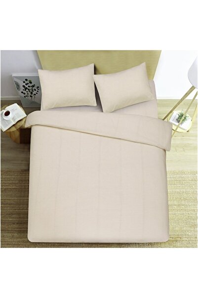 Kring Bed Linen for 2, 4-piece, 100% Cotton, 132TC, Striped, Beige