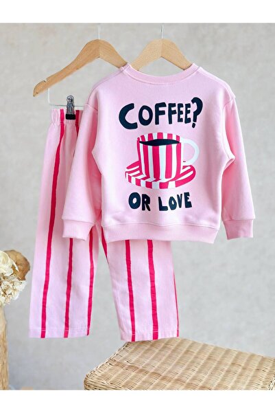 Pinkitokids Coffe Line Sweatshirt and Denim Woven Pants Set