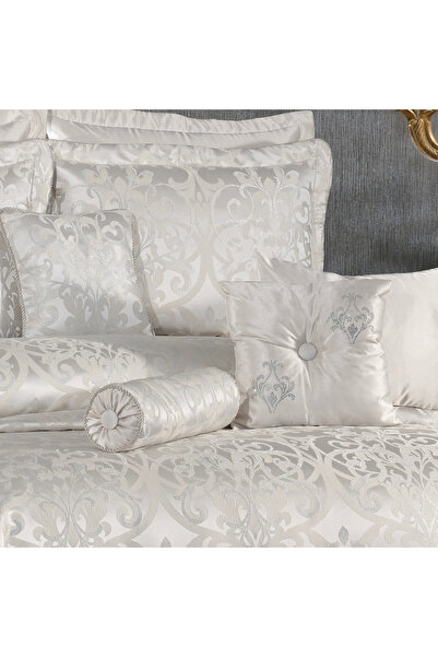 Solinas Collection Eliz Beyaz - Silver Glitter Dowry Double Bedspread