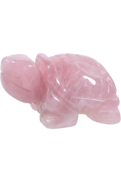 craftmystic Figurină broască țestoasă 4 cm din cristal semiprețios cuarț roz - Sculptură de buzunar în piatră vindecătoare Reiki