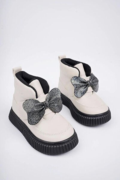 p papuccum ortopedi çocuk ayakkabıları Girl's Hologram Bow Waterproof Non-Slip Sole Boots