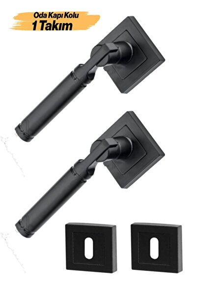 Nobel Lavinya Şebboy Model Paslanmaz Siyah Kare Rozetli Oda Kapı Kolu / 1 TAKIM