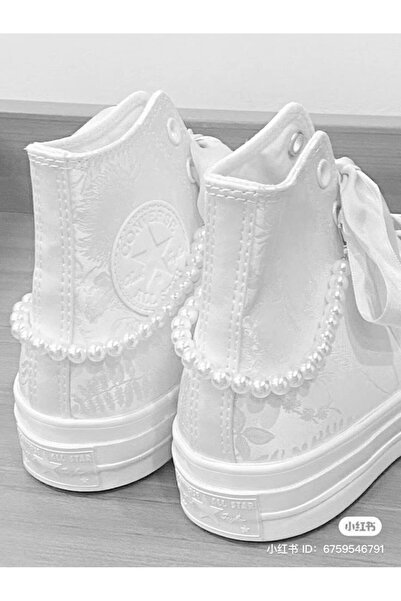 Shiklik Set of 2 White Color Pearl Women's Shoe Chains