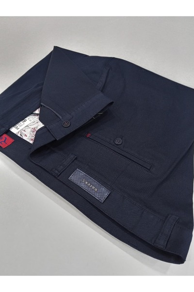 RATEKS Plus Size Solid Textured Wide Fit Seasonal Men's Pants Navy Blue