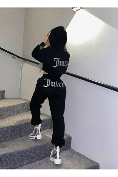 Touz Moda Velvet Stone Detailed Juicy Legacy Tracksuit Set