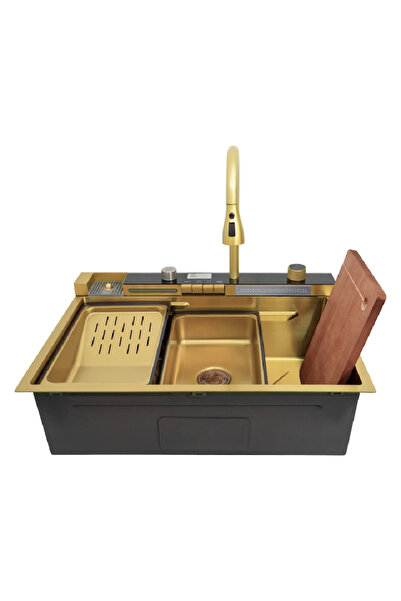 SUPER TRENDS Chiuveta Multifunctionala SUPER TRENDS®, pentru Bucatarie, 2 Cascade, Gold, 750x460x220mm