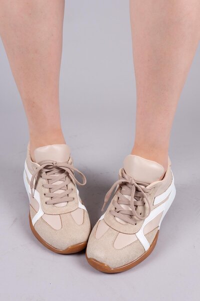 Birikon Orsa Skin Suede Paneled Sneakers Beige