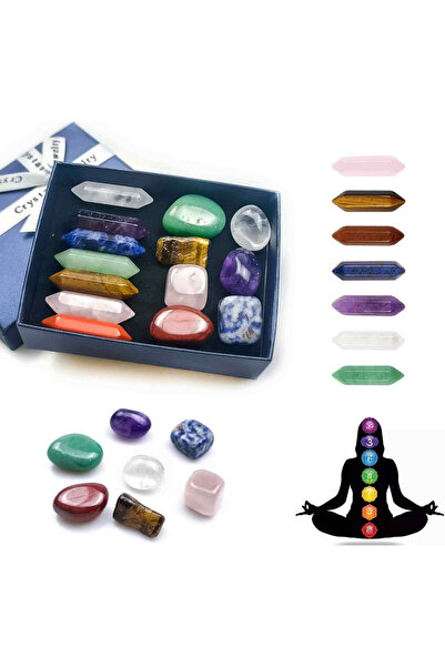 craftmystic Set mini de cristale vindecătoare cu 14 cristale vindecătoare - Include 7 pietre șlefuite