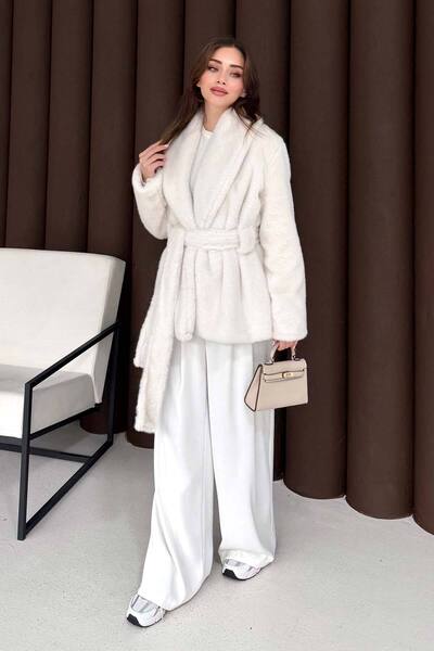 Melike Tatar Belted Fur Coat 32-3713