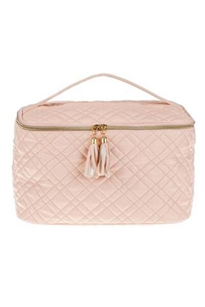 OEM Quilted Vanity Case with Handle Powder Pink 31 x 19 x 16 cm