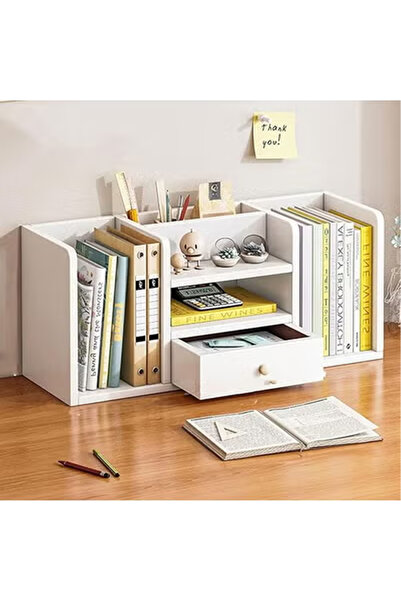 KEKE Desktopshelf for Multipurpose Use Floor Standing Storage Cabinet Bookcase 56cm White Color