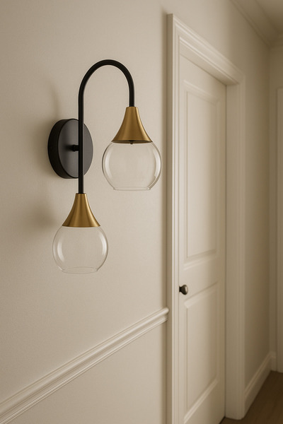 Zelishya Lunara Gold Detaylı Çift Camlı Duvar Apliği / Duvar Lambası – Modern...