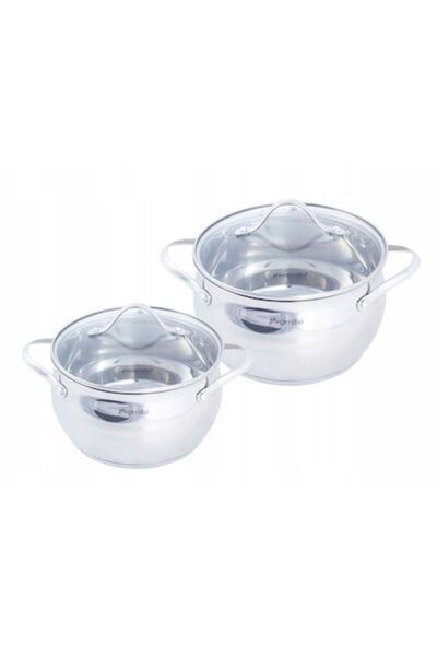 Kamille Set of 2 Pots with Lids, Stainless Steel, Induction (KM-5910)