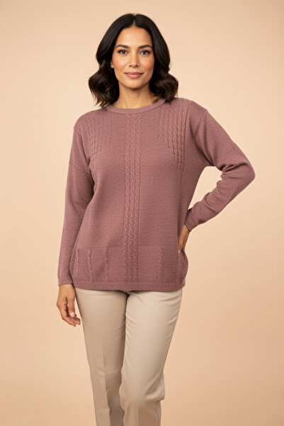 Ravencia Γυναικείο πλεκτό πουλόβερ με λαιμόκοψη ελαστικό ύφασμα με σχέδιο