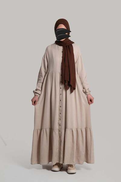 Emare Φόρεμα μουσελίνας με κουμπιά σε όλο το μήκος