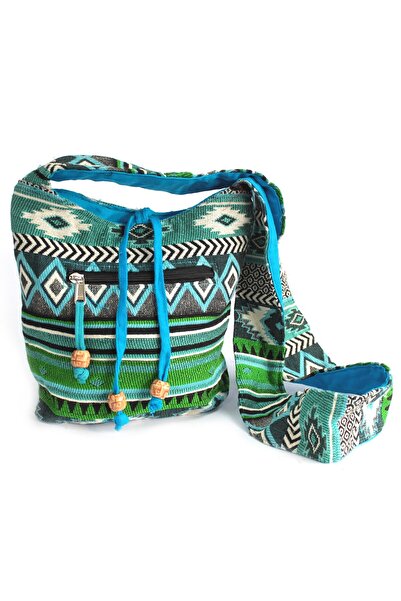 OEM Geantă de umăr Jacquard | Nuanțe de verde | Fabricată în India