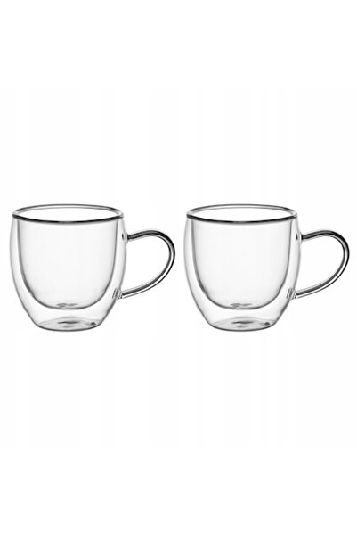 Kamille Pahare din sticlă borosilicată cu perete dublu KM-9012, set de 2, 100 ml