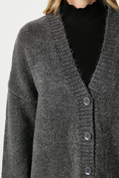 Ritnice Women's Alvin Soft V-Neck Anthracite Cardigan