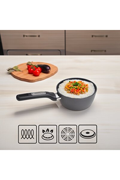 Kamille Saucepan KM-4419, Forged Aluminum, ILAG Non-stick, 1.2 L, 16x7.5 cm, Black