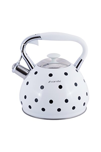 Kamille Fierbător cu fluierat, Kamille, oțel inoxidabil, 3 L, inducție, alb / negru