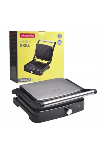 Kamille Grătar electric KM-6727, 2000W, plăci antiaderente, oțel inoxidabil, 70 cm