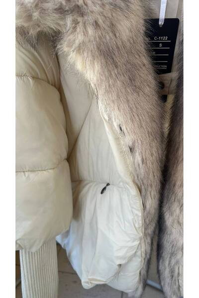 GLAMSI Women's jacket with premium organic fur and knitted sleeves