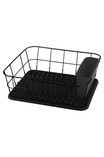 Kamille scurgător de vase cu tavă din silicon, 37x33x13,5cm, negru