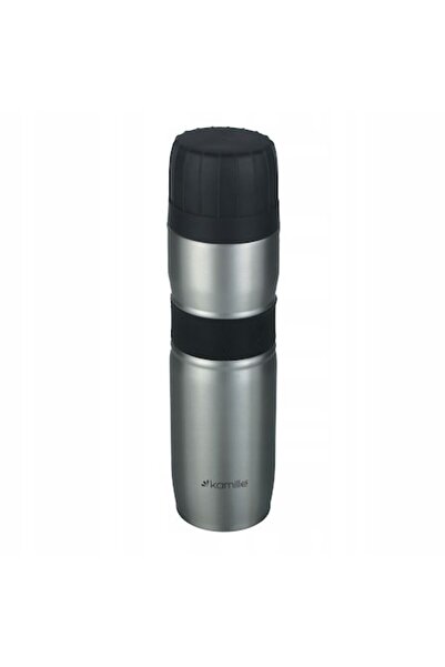 Kamille KM-2039 Vacuum Insulated Thermos, Stainless Steel, Black/Silver, 950 ml
